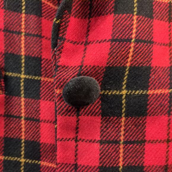 Vintage Alfred Dunner Tartan Blazer Red Wool Velvet Collar 14P Holiday 90s Boxy - Picture 8 of 11